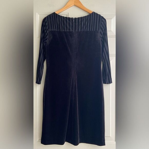 Alex Marie “Cherre” Velvet 3/4 Sleeve Black Dress With Stripes, Size 4 - Picture 7 of 10
